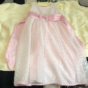 White and pink girls party dress